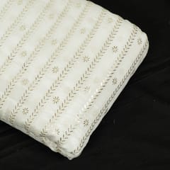 White Dyeable Chinon Embroidered Fabric