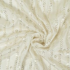 White Dyeable Chinon Embroidered Fabric