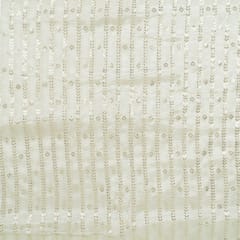 White Dyeable Chinon Embroidered Fabric