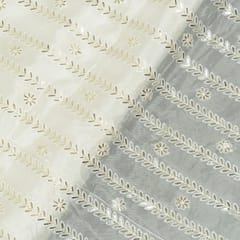 White Dyeable Chinon Embroidered Fabric