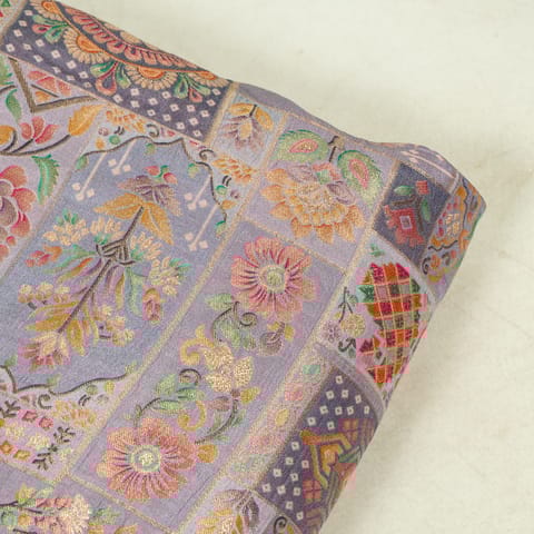 Multi Color Dola Silk Printed Jacquard Fabric