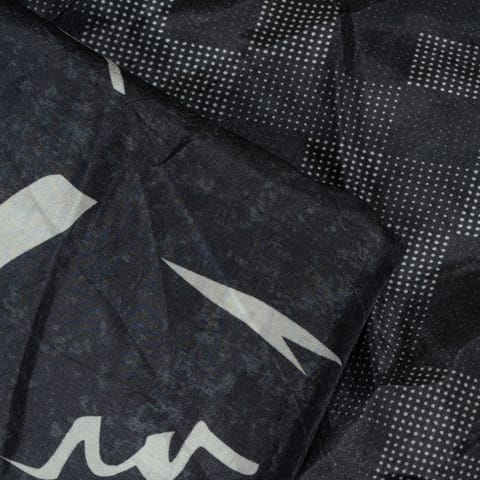 (5 mtr) Black Color Upada Silk Digital Printed Fabric Set