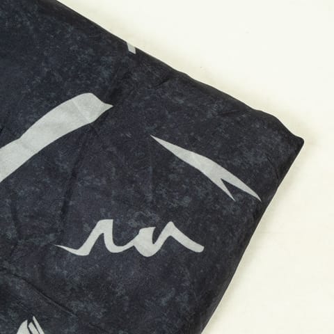 Black Color Upada Silk Digital Printed Fabric