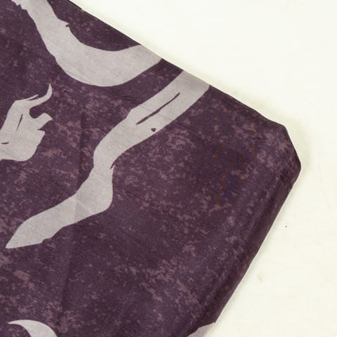 Wine Color Upada Silk Digital Printed Fabric