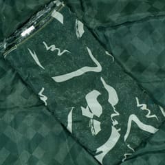 (5 mtr) Green Color Uppada Silk Digital Printed Fabric Set