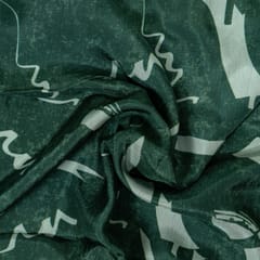 Green Color Upada Silk Digital Printed Fabric