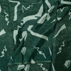 Green Color Upada Silk Digital Printed Fabric