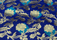 Pure Brocade Dark Blue Floral
