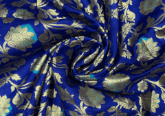 Pure Brocade Dark Blue Floral