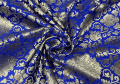 Pure Brocade Navy Blue Floral