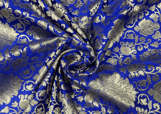 Pure Brocade Navy Blue Floral
