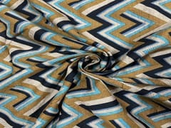 Printed Cotton Mustard Chevron