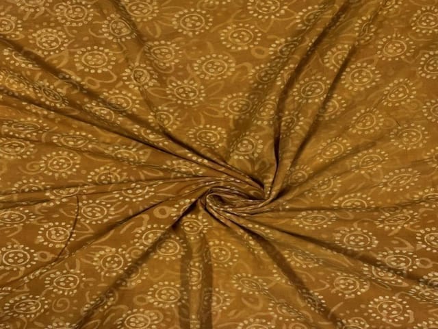 Cotton Cambric Dabbu Mustard Geometric Print