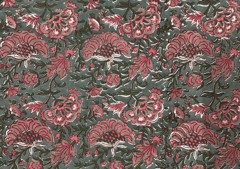 Grey Pink Floral Printed Cotton Voil Fabric