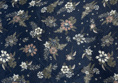 Dark Blue Floral Printed Chiffon Fabric