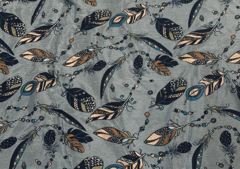 Sapphire Blue Leaves Printed Chiffon Fabric