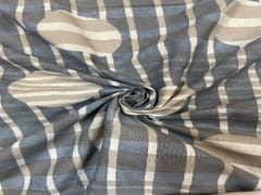 Cotton Cambric Dabbu Grey Stripes Print