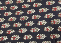 Printed Cotton Cambric Dark Brown Red Flowers