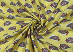 Printed Cotton Cambric Yellow Leaf