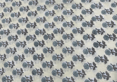 Printed Cotton Cambric Light Blue White Flowers