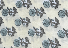 Printed Cotton Cambric Light Blue White Flowers