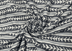Printed Cotton Cambric Grey White Stripes