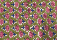 Printed Cotton Cambric Pista Green Floral