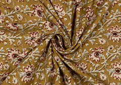 Printed Cotton Cambric Mustard Floral