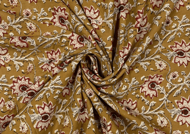 Printed Cotton Cambric Mustard Floral