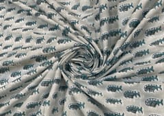Printed Cotton Cambric Light Grey Flowers