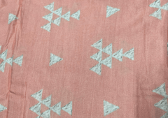 Muslin Satin Peach White Abstract Print
