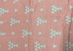 Muslin Satin Peach White Abstract Print