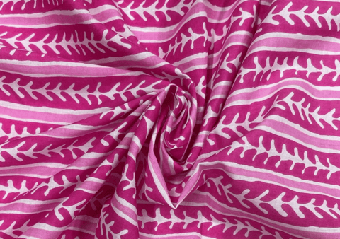 Printed Cotton Cambric Pink White Stripes