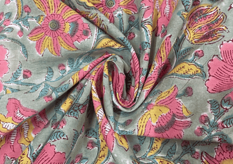 Printed Cotton Cambric Pista Green Flower