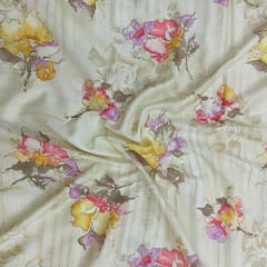 Multicolor Pink, Green Shade Florals Muslin Print Fabric