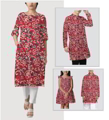 Red Shades Floral Traditional Printed Cotton Fabric