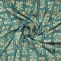 Grey  With Multicolor Shades Floral Printed Rayon Capsule Foil Fabric