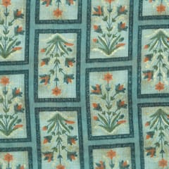 Grey  With Multicolor Shades Floral Printed Rayon Capsule Foil Fabric
