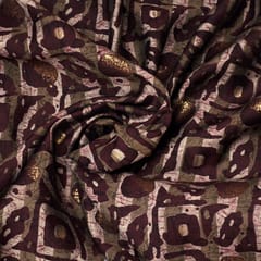 Maroon & Golden Geometric  Muslin Print Fabric