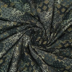 Grey With Golden Shades  Traditional Printed  Muslin Fabric