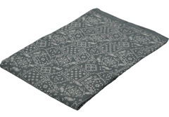 Grey With White Square Box Geometric Printed Dabu Cotton Fabric