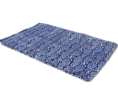 Blue With White Shades Paisely Printed Dabu Cotton Fabric