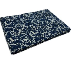 Blue With White Floral Dabu Printed Cotton Fabric