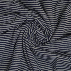 Indigo Blue Lines Pattern Dabu Printed Cotton Fabric