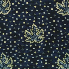 Navy Blue Floral Printed Rayon Fabric