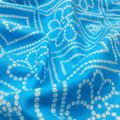 Blue With White Floral Printed Cotton Fabric