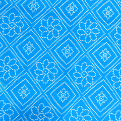 Blue With White Floral Printed Cotton Fabric