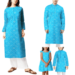 Blue With White Floral Printed Cotton Fabric