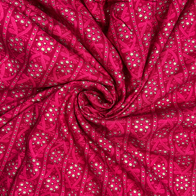 Pink Floral Printed Rayon Fabric