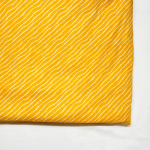 Yellow With White Stripes Printed Cotton Fabric